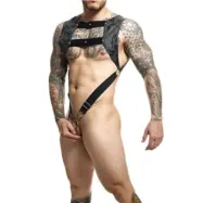 Mob Eroticwear Dngeon Top Cockring Harness Grey