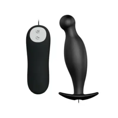 Pretty Love Silicone Anal Plug 12 Vibration Modes Black