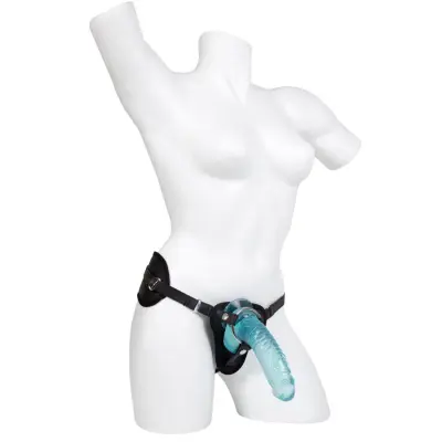 Crystal Pleasures - Aqua Blue Strap On, 20cm