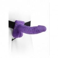 HOLLOW STRAP-ON W BALLS 7'' PURPLE