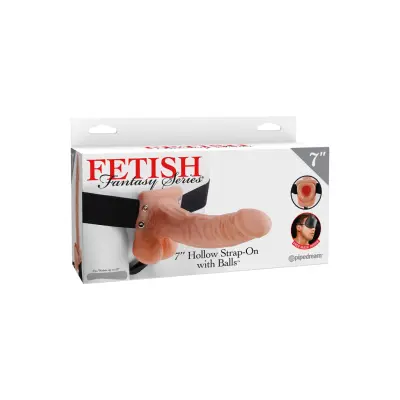 HOLLOW STRAP-ON W BALLS 7''FLESH