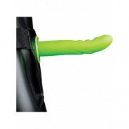 Ouch! Glow in the Dark: Textured Curved Hollow Strap-On, 20 cm