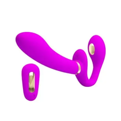 Pretty Love Thunderbird Double Strap-On Vibrator Remote Control Purple
