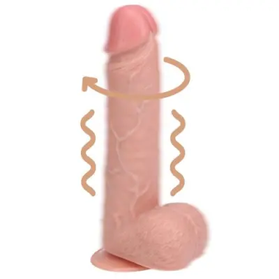 Realrock Vibrating and Rotating Straight Cock with Balls 20,8 cm