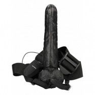 RealRock: Vibrating Hollow Strap-on, 23 cm, svart