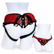 Sportsheets Red Lace Corsette Strap-On Harness - Red