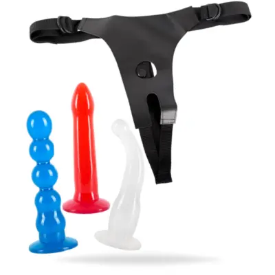 Strap on! Colour med 3 dildos