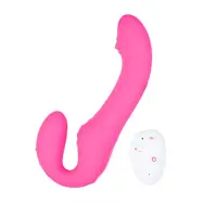 Triple Vibration Strap-On Vibrator Wireless Remote Pink