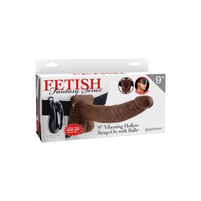 VIBR STRAP-ON W BALLS 9'' BROWN