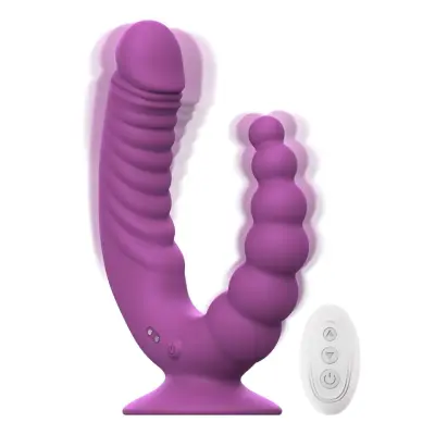 Double Vibrator With Suction Cup& Remote
