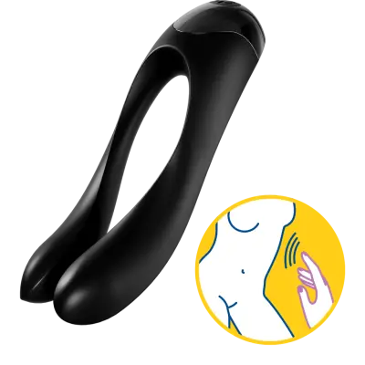 Satisfyer Candy Cane SVART - Mångsidig fingervibrator