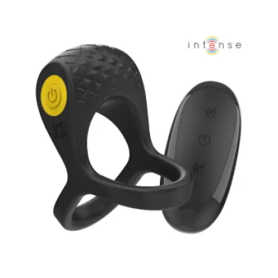 Intense Alex Vibrator Double Penis Ring 10 Vibrations Black