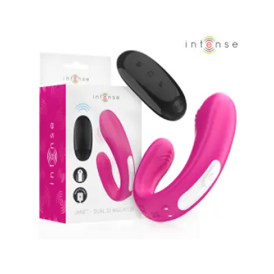 INTENSE - JANET DUAL U-SHAPED STIMULATOR AND VIBRATOR WITH REMOTE CONTROL PINK