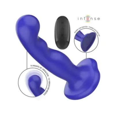 Intense Shorty Vibrator With Suction Cup Blue Remote Control