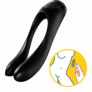 Satisfyer Candy Cane SVART - Mångsidig fingervibrator