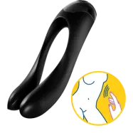 Satisfyer Candy Cane SVART - Mångsidig fingervibrator