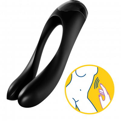 Satisfyer Candy Cane SVART - Mångsidig fingervibrator
