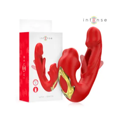 Intense Nathy Double Vibrator With Multifunction Stimulating Mouth Red