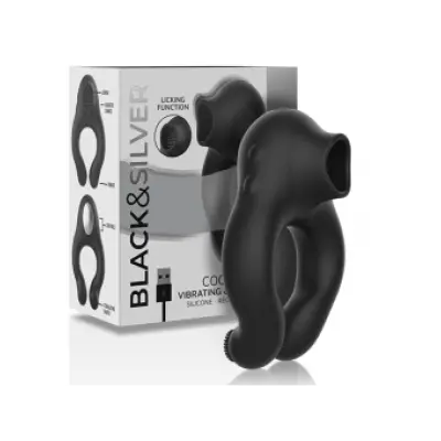 BLACK&SILVER - SILICONE VIBRATOR RING 3 MOTORS RECHARGEABLE BLACK