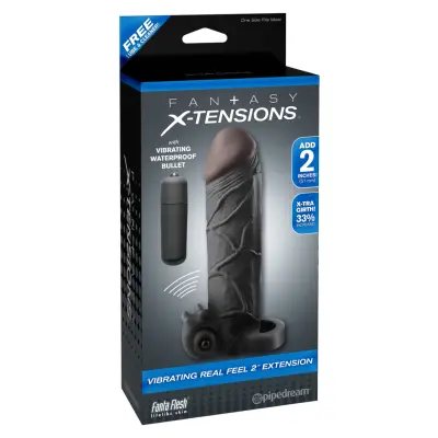 Pipedream Fantasy X-tensions Vibrating Real Feel Black Exten