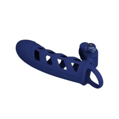 Pretty Love Altaf Vibrator Ring With Silicone Sheath Blue
