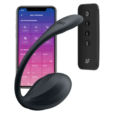 Satisfyer Connect: Ribbed Petal, Wearable Vibrator, svart