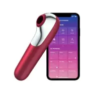 Satisfyer Dual Love Vibrator And Suctioner With Pulsed Air Red