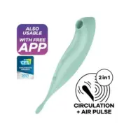 Satisfyer Twirling Pro+ Air Pulse Stimulator & Vibrator App Green