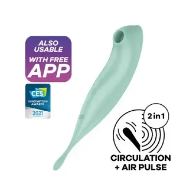 Satisfyer Twirling Pro+ Air Pulse Stimulator & Vibrator App Green