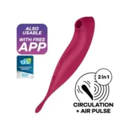 Satisfyer Twirling Pro+ Air Pulse Stimulator & Vibrator App Red