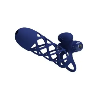 Pretty Love Giann Vibrator Ring With Silicone Sheath Blue