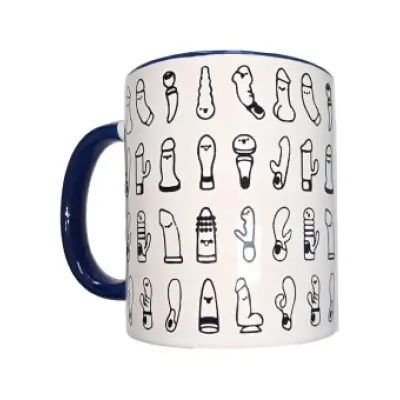 DIABLO PICANTE - WHITE VIBRATORS MUG WITH BLUE HANDLE 370 ML
