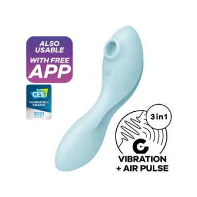 Satisfyer Curvy Trinity 5 Air Pulse Stimulator & Vibrator App Blue